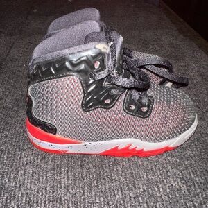 Jordan Kids Grey and Red High-Top Sneakers